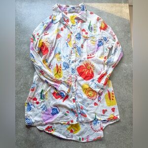 True Destinations tropical thin button cover up